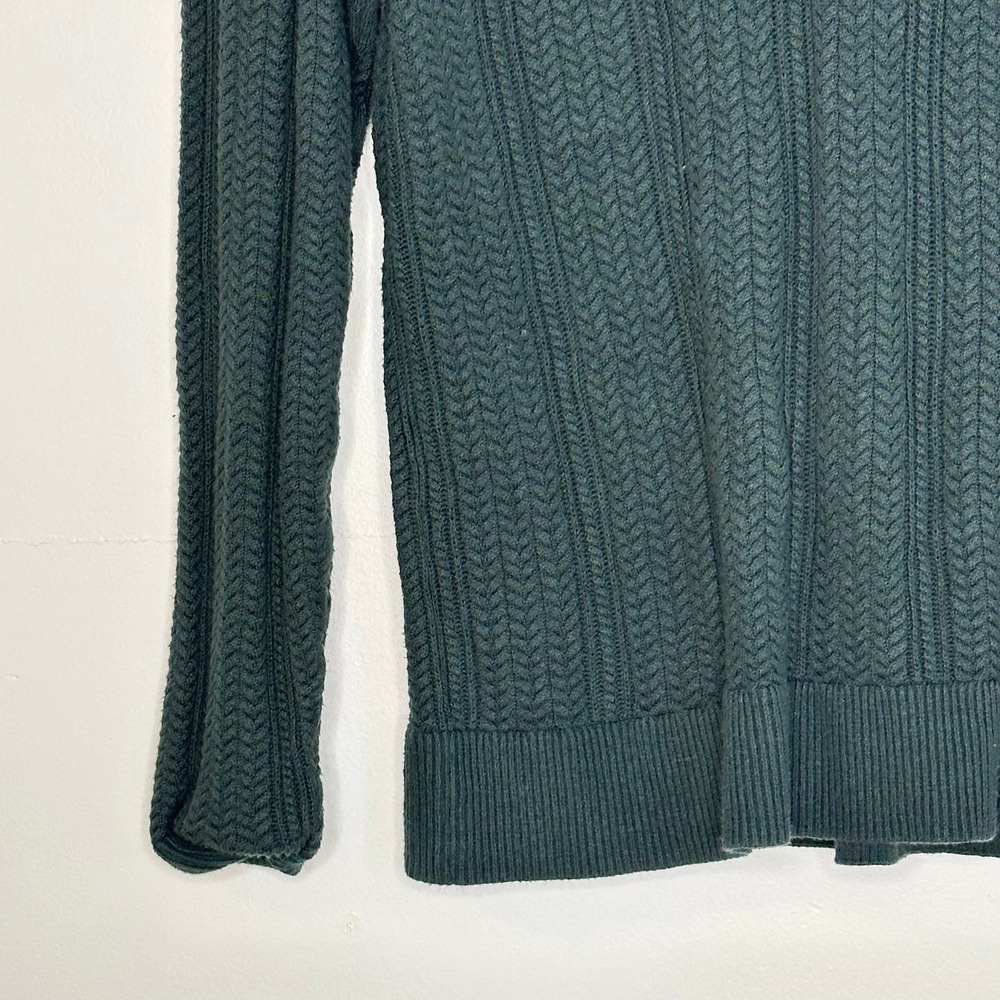 Abercrombie & Fitch Polo Sweater Mens S Green Cable Knit Long Sleeve - Picture 3 of 8